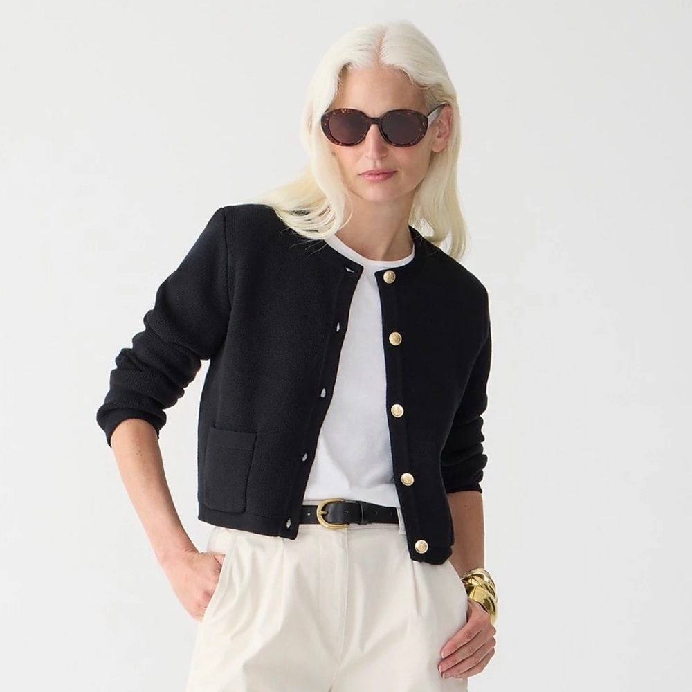 J. Crew Emilie black patch pocket sweater jacket